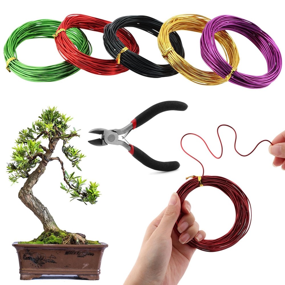 5 Rolls Bonsai Tree Training Wire Kit with Wire Cutter Bonsai Accessories