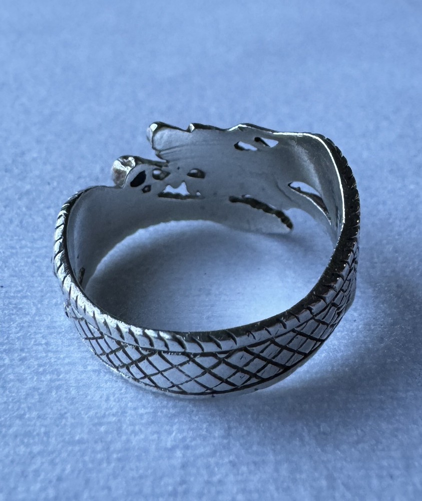 Sterling Silver Dragon Playing Ball Size 9
