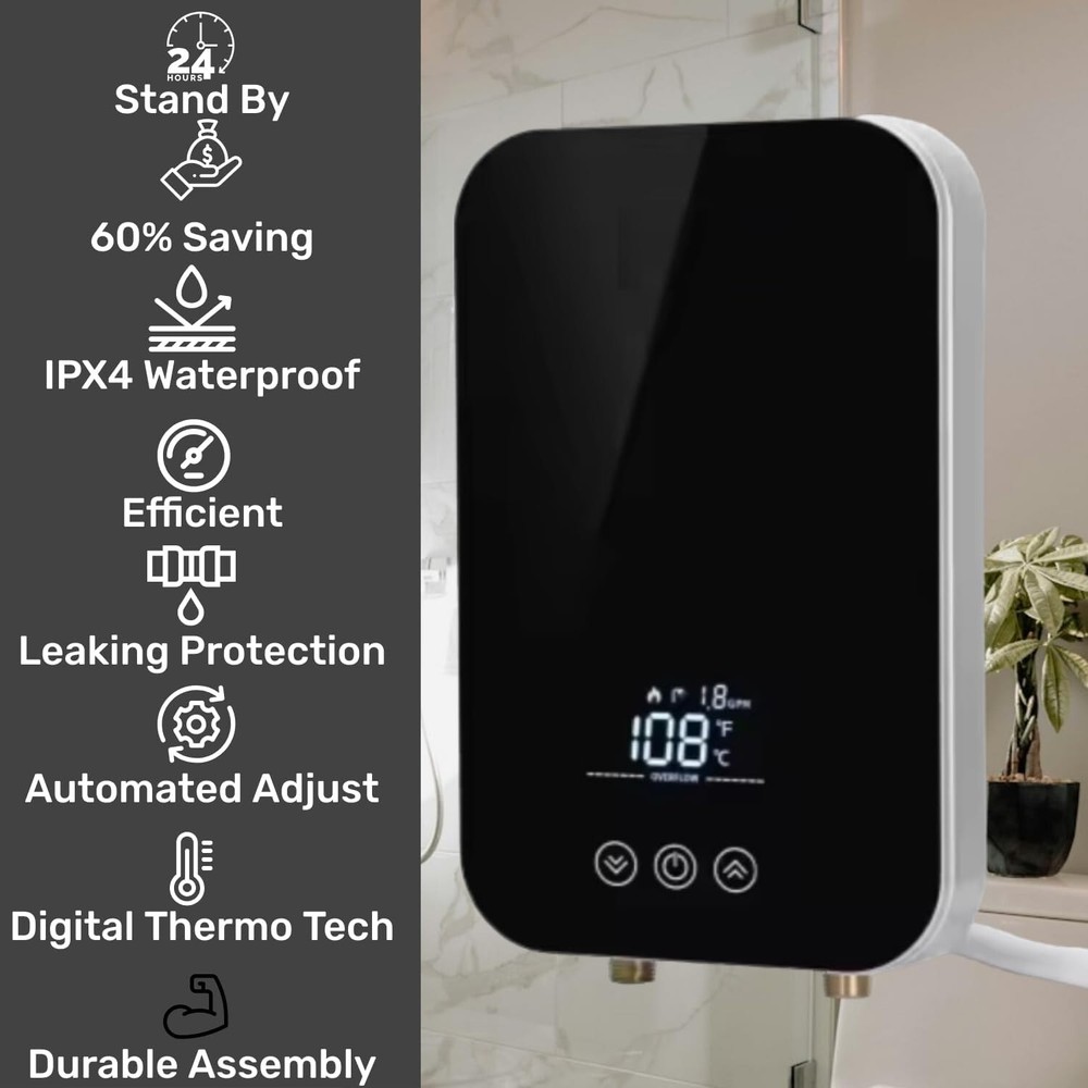 Eco Tankless Electric Water Heater 240V 13kW On-Demand Instant Hot Water Digital