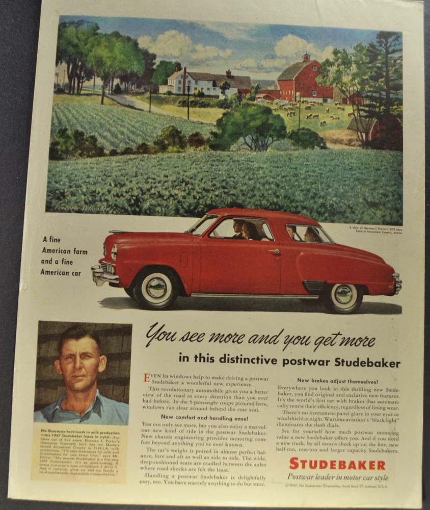 1947 Studebaker Commander Starlight Coupe Large Size Print Ad Excellent Original