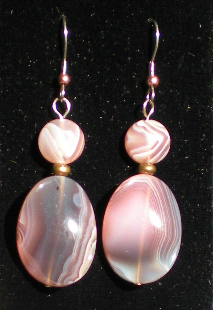 Botswana Agate Bead Earrings - Balance, Grounding, Healing e101