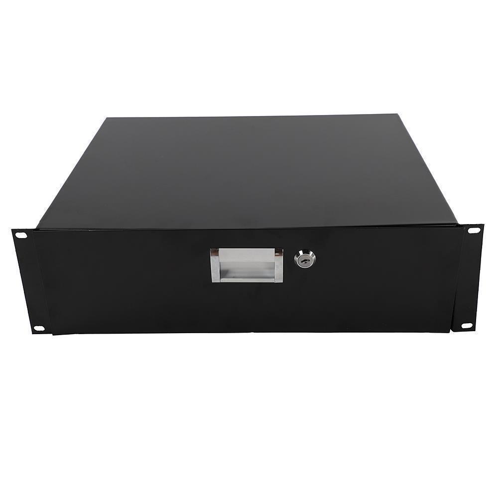 19 Inch Rack Mount DJ Locking Lockable Deep Drawer with Key 3U