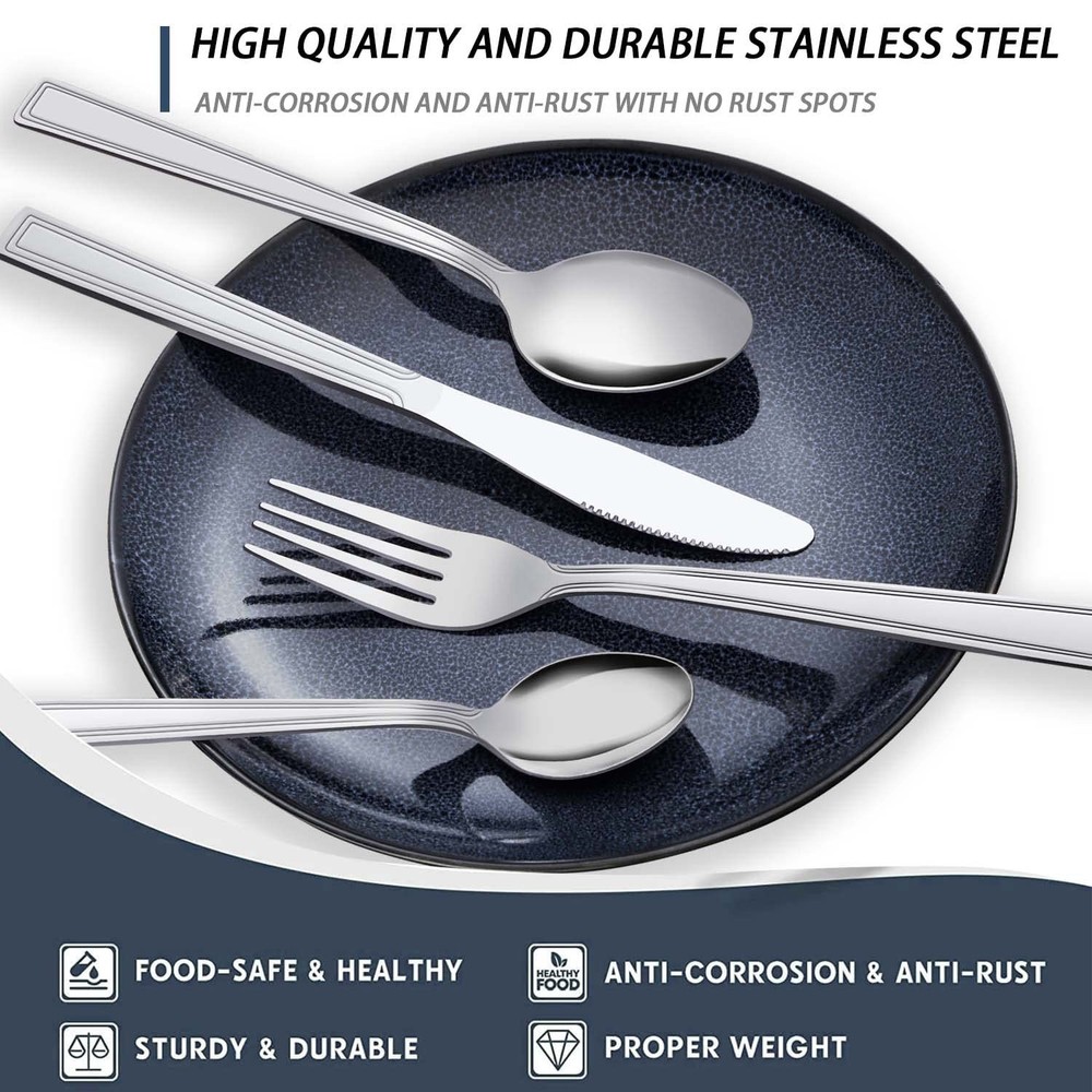 Silverware Set, 40-piece Silverware Set for 8, Stainless Steel Flatware Set, ...