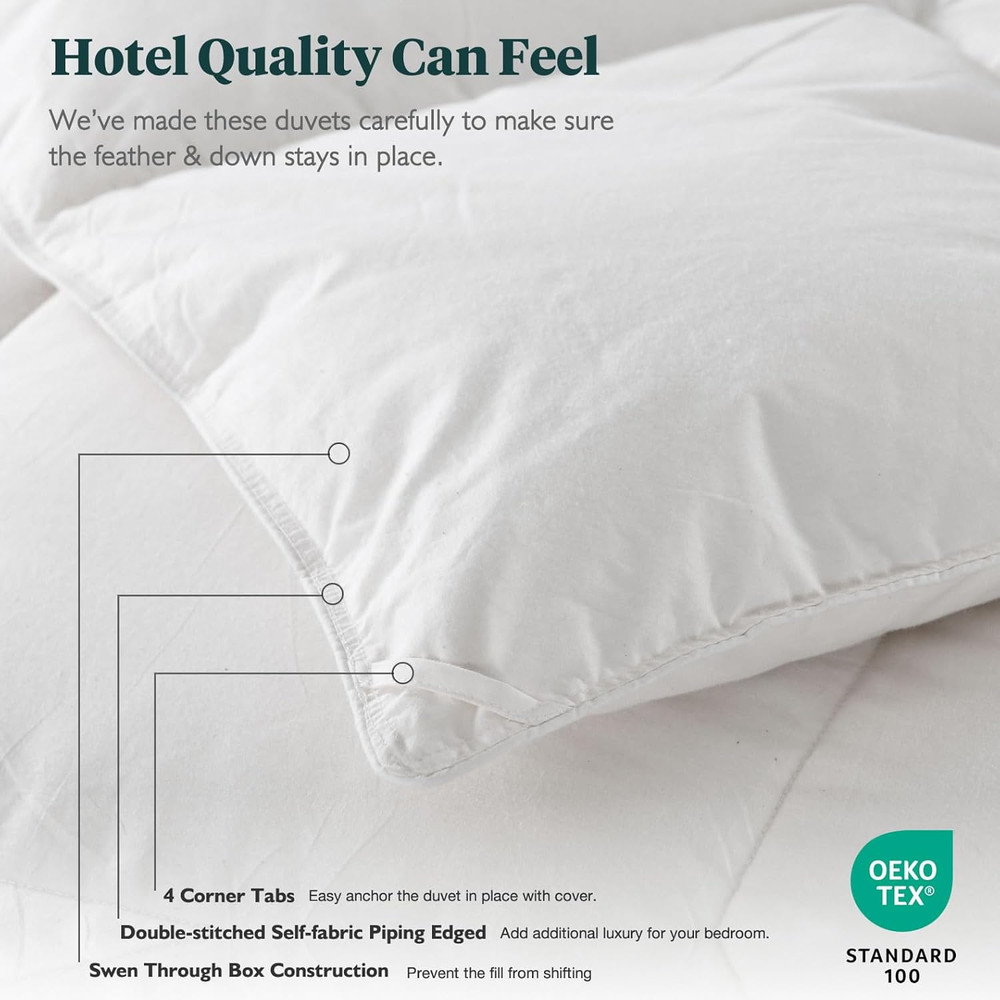 Feathers & down Comforter, Organic Duvet Insert, 100% Cotton Shell, Ethically-So