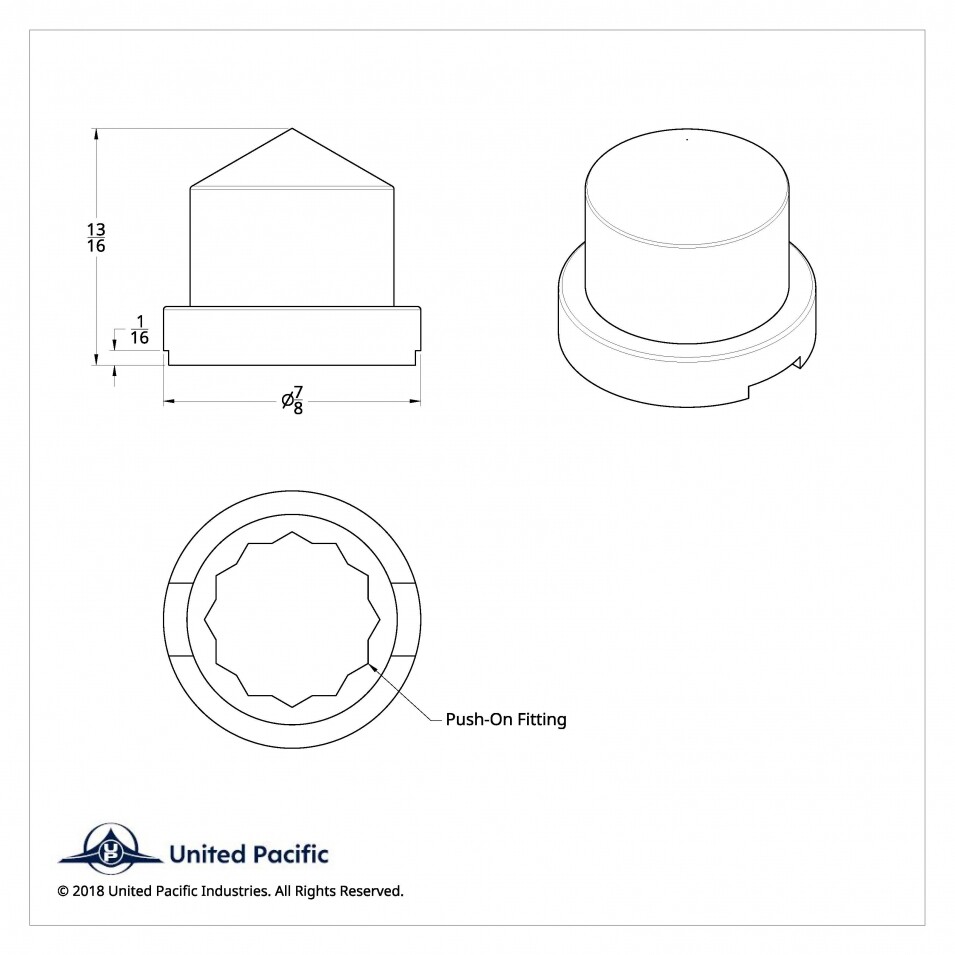 1/2" x 1" Pointed Nut Cover - Push-On - 10 Pack