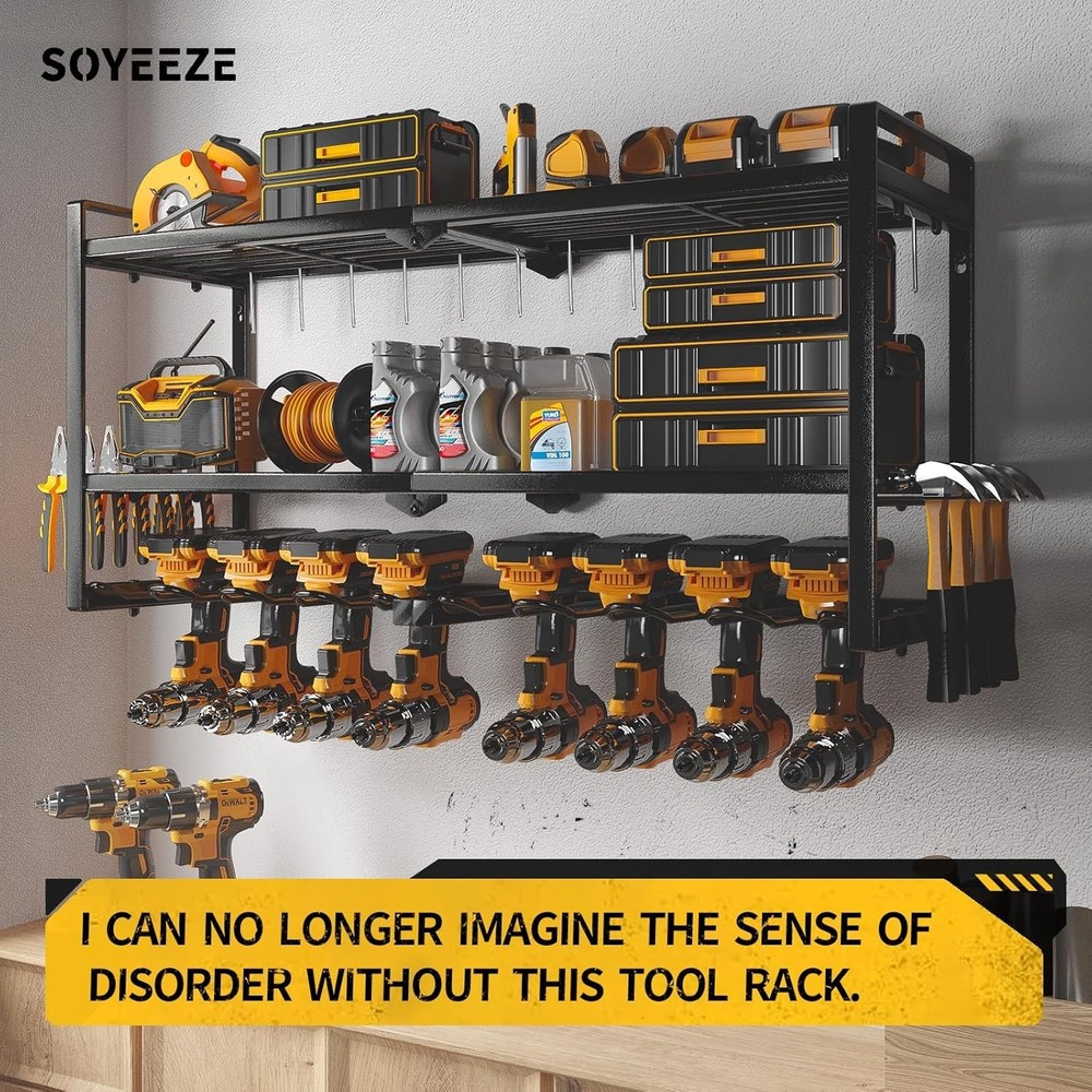 Power Tool Organizer 8 Drill & Screwdriver Wall Mount 3 Layer Storage Rack W/