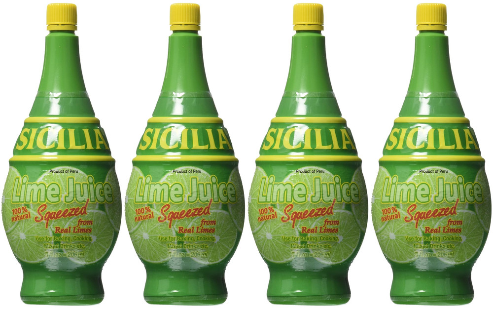 4 Pack Sicilia Lime Juice Bundle 7.0 oz Each