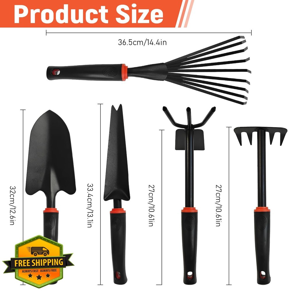 5pc Weed Puller Tool Set Hand Weeder Rake Shovel Hoe Cultivator