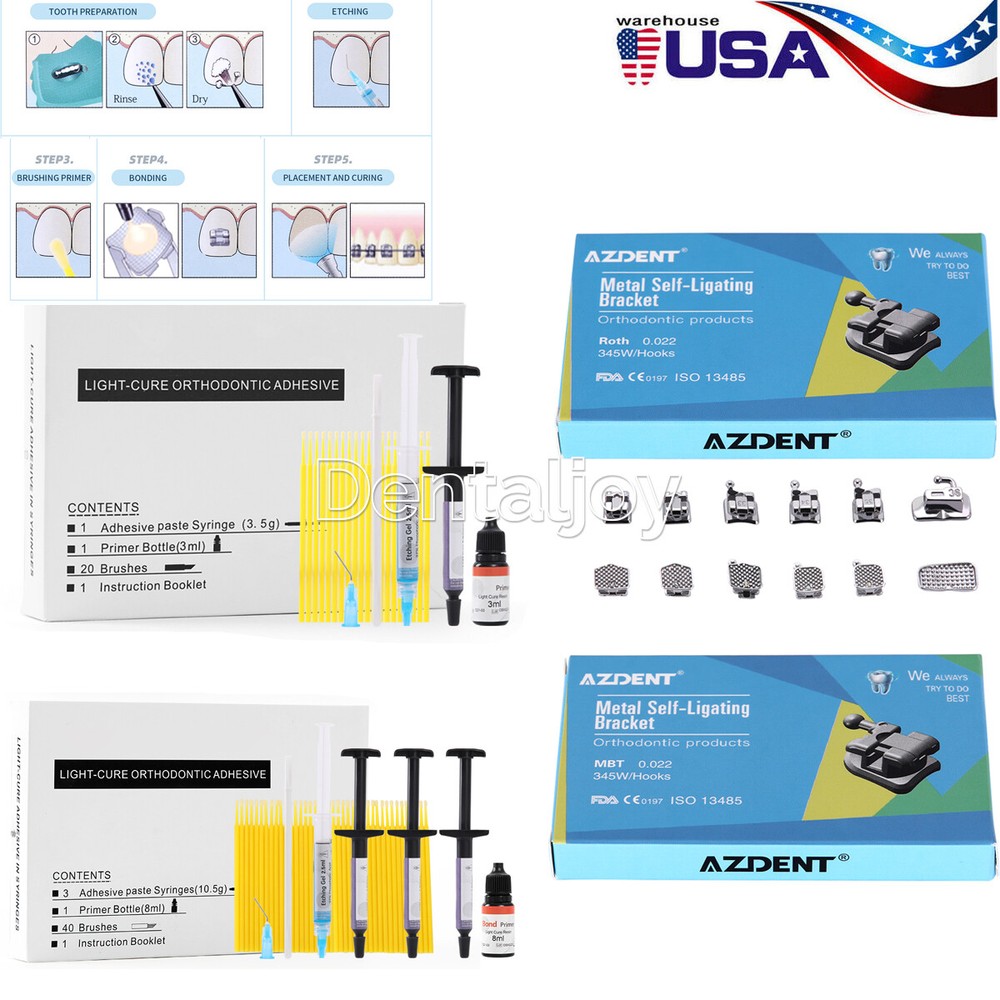 Dental Ortho Self-Ligating Bracket Braces/Bonding Light Cure Resin Composite Kit