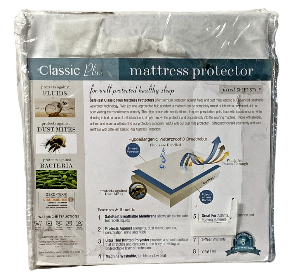 SafeRest: Classic Plus Mattress Protector, Size Twin XL