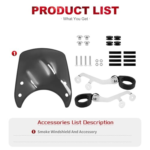 Motorcycle Adjustable Windshield Custom Compact Sport Smoke Windshield