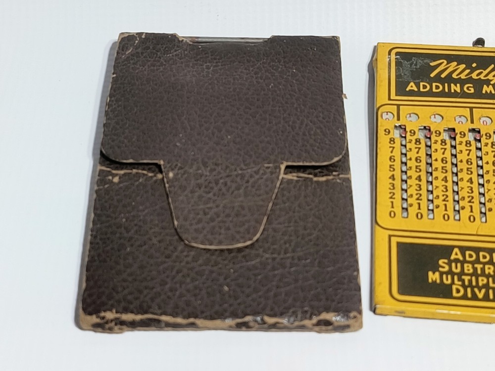 MIDGET ADDING MACHINE Original Case w/ NAIL Stylus GOOD WORKING CONDITION