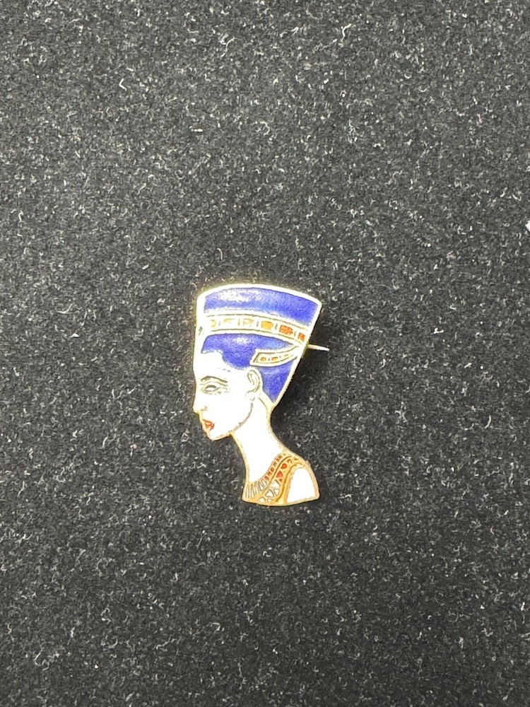 Vintage Enameled Nefertiti Pin