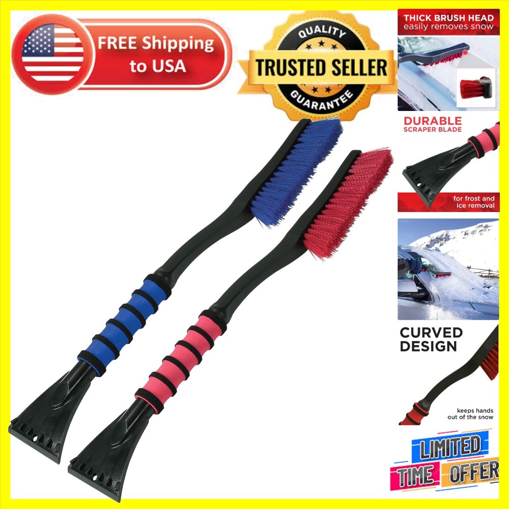 Cool-Force 26” Snowbrush & Ice Scraper Set - 2 Pack for Effective Winter Prep