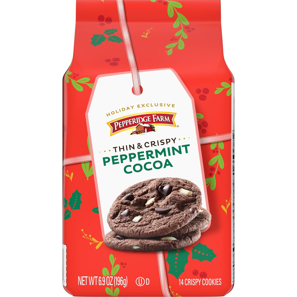 Thin & Crispy Peppermint Cocoa Cookies, 6.9 Oz Bag