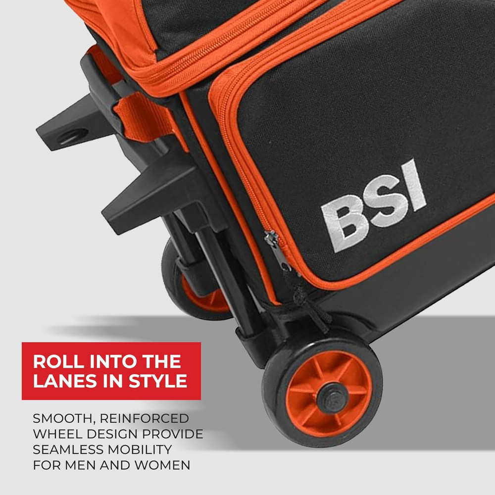 BSI Dash Roller Bowling Bag with Smooth Rolling Wheels, Padded Ball Compartment,