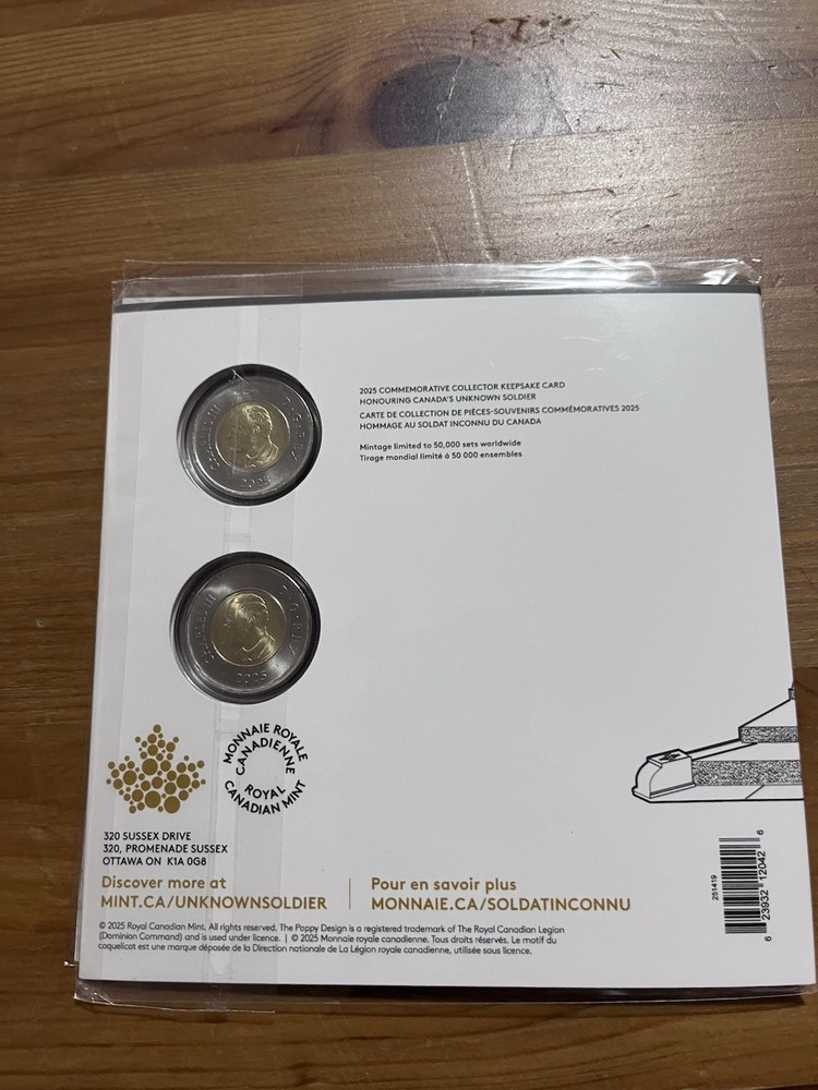 Canada 2025 Honouring Canada's Unknown Soldier Keepsake Original RCM Packaging!!