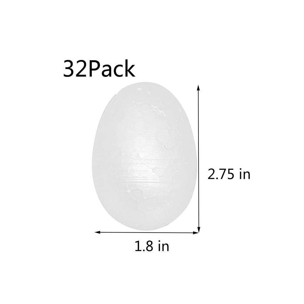 32-Pack 2.75 Inch Craft Foam Eggs Polystyrene Foam for Easter DIY Decoration