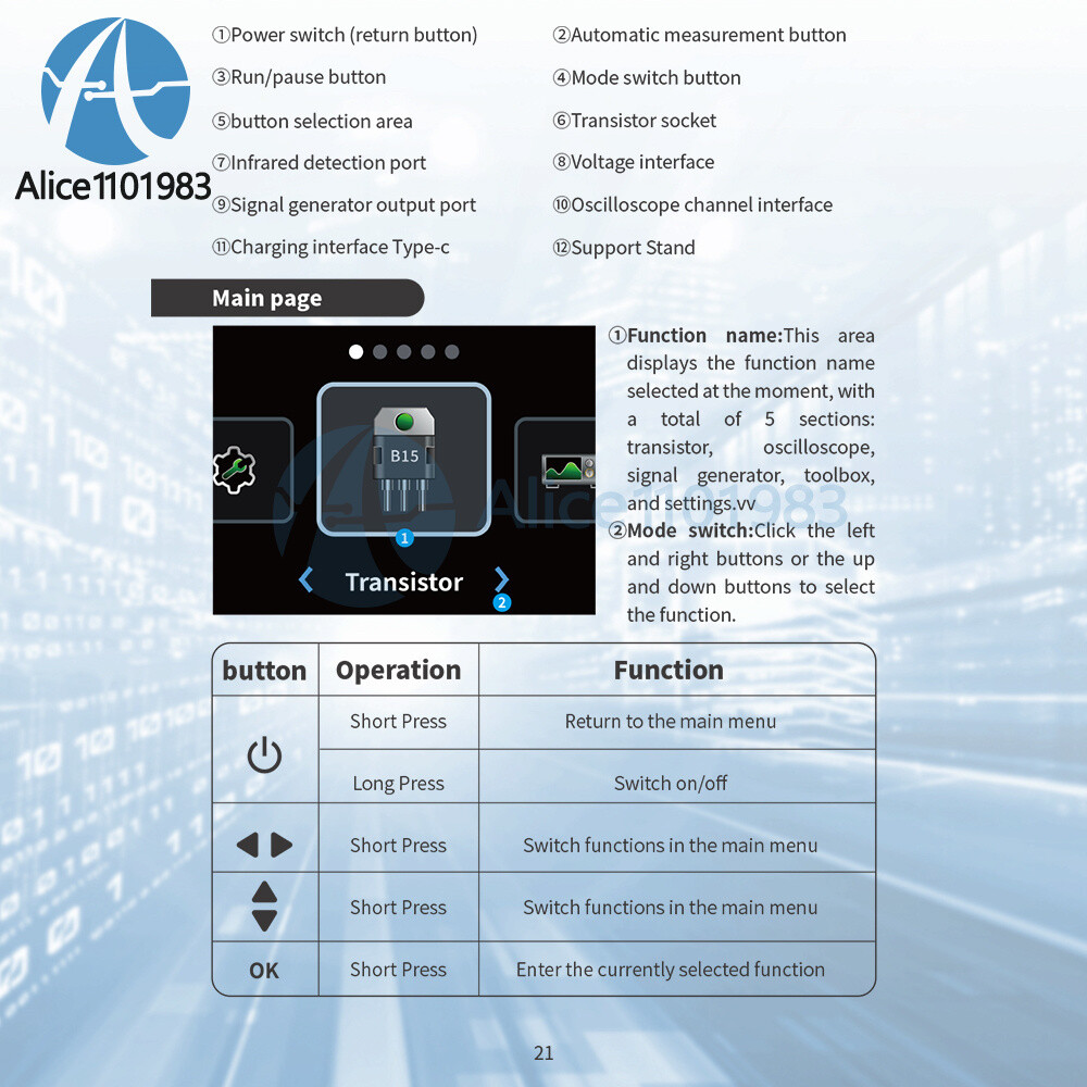 DSO-TC4 Oscilloscope 10MHz 48Ms/s Transistor Tester Electronics Component Tester