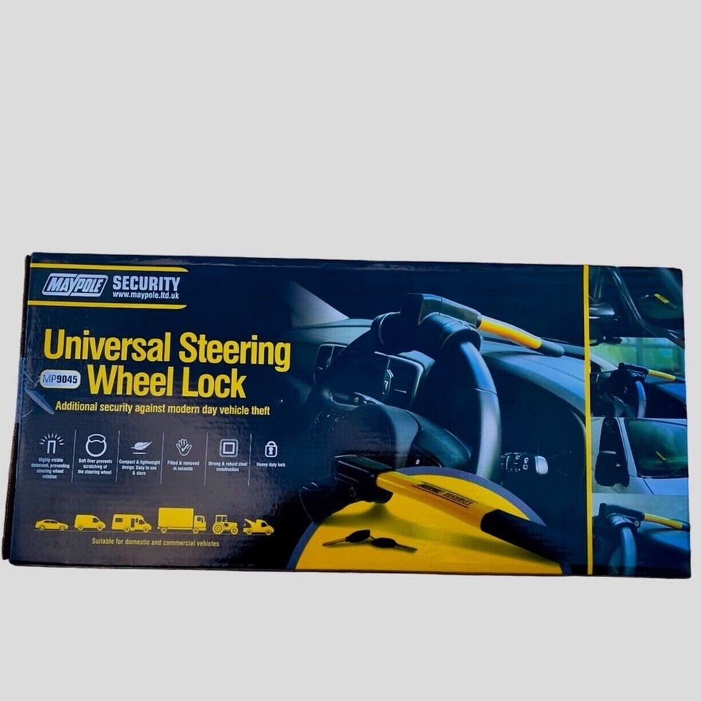 Maypole Universal Car & Van Dashboard Steering Wheel Lock Locking Device Yellow
