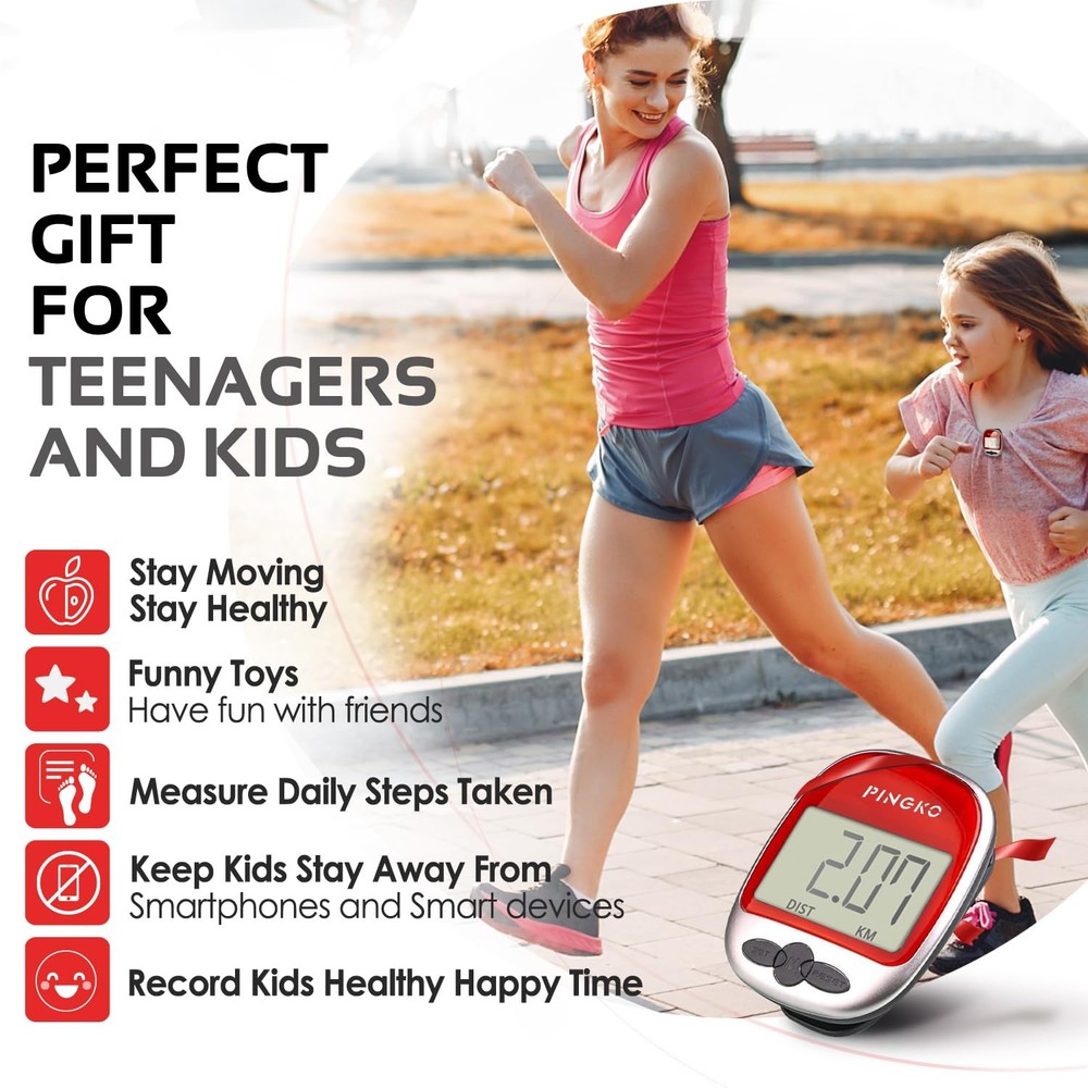 PINGKO Best Pedometer for Walking Accurately Track Steps Multi-Function Porta...