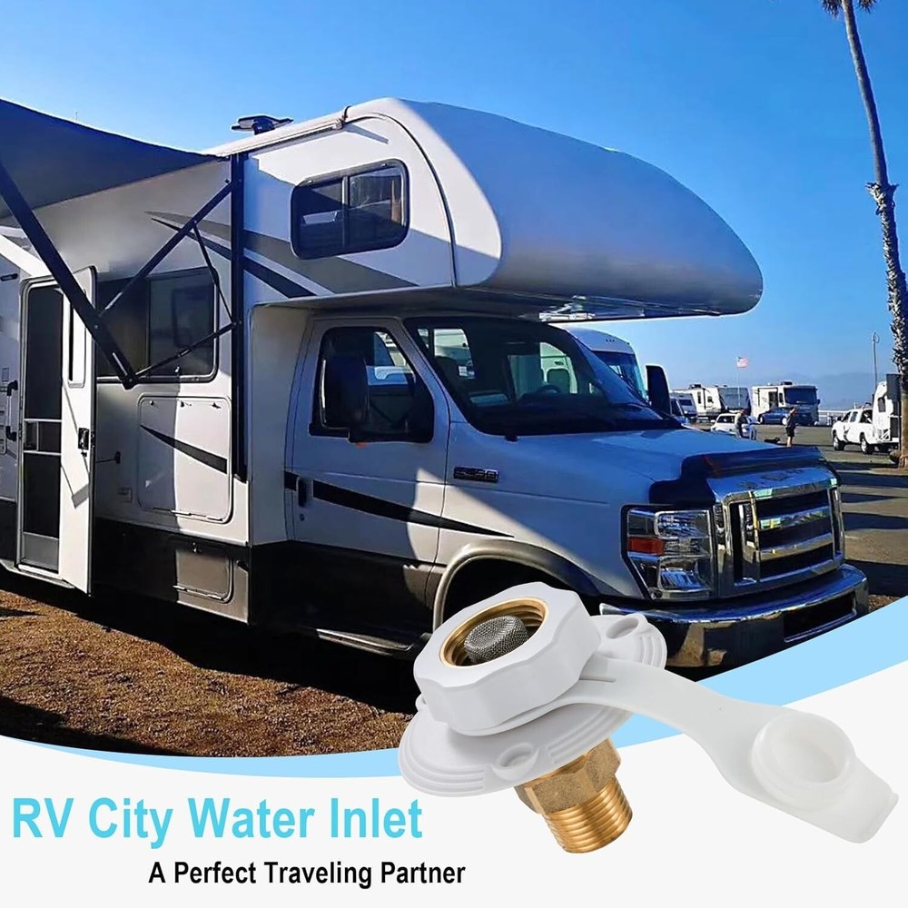 RV City Water Fill Inlet Connection W/ Check Valve Connector for Camper Trailer