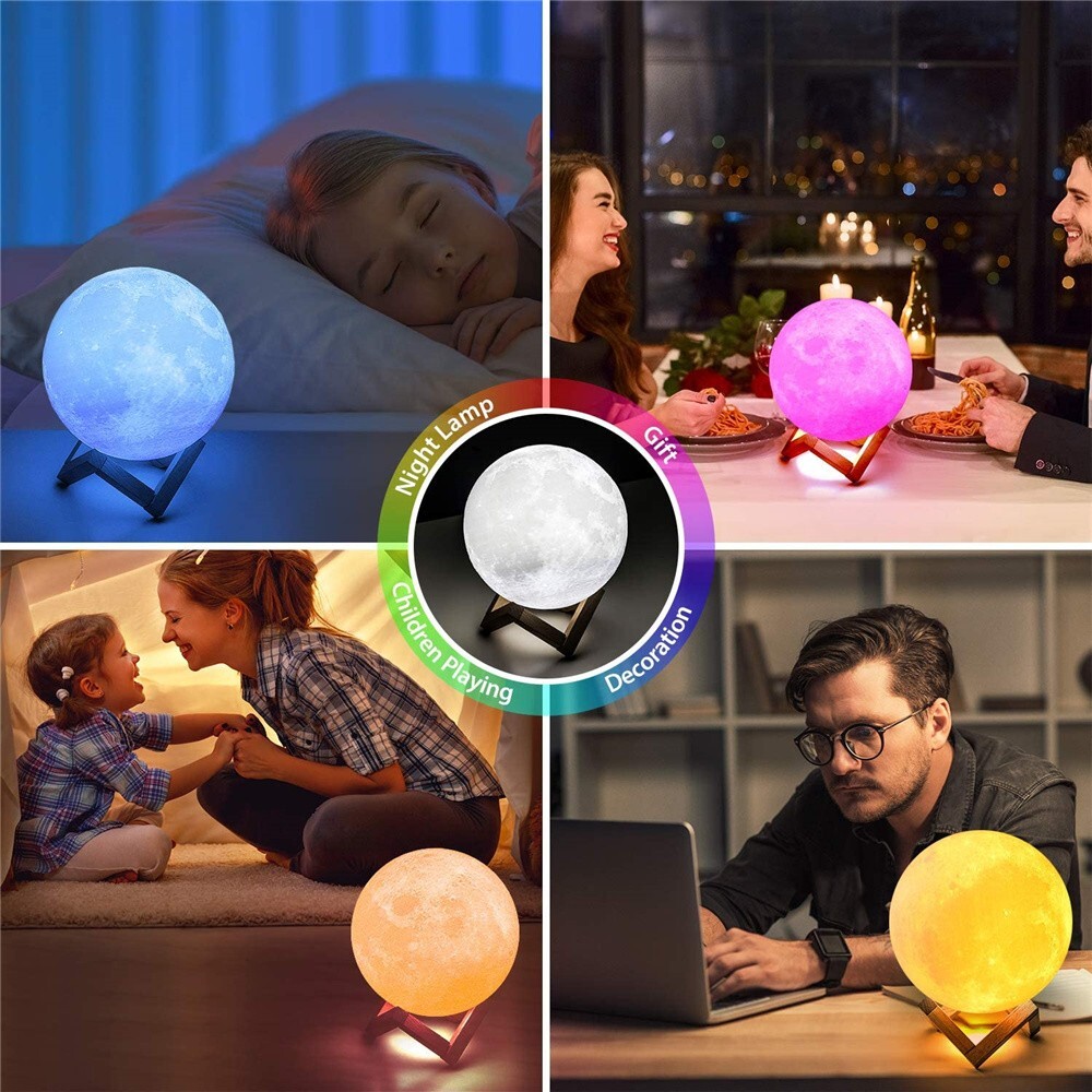 LED Night Light Moon Lamp Timeable Dimmable Rechargeable Bedside Table Lamp new
