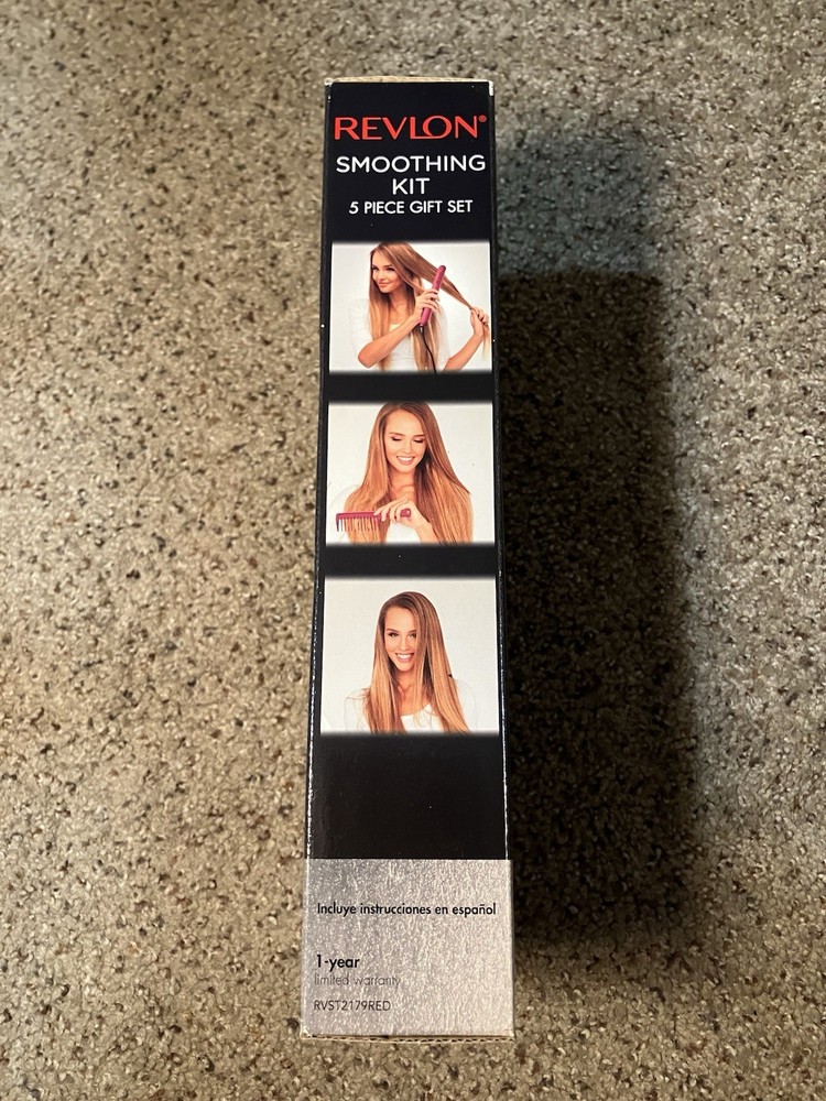 Revlon 1” Ceramic Flat Iron Smoothing Kit 5 Piece Gift Set New In Box.