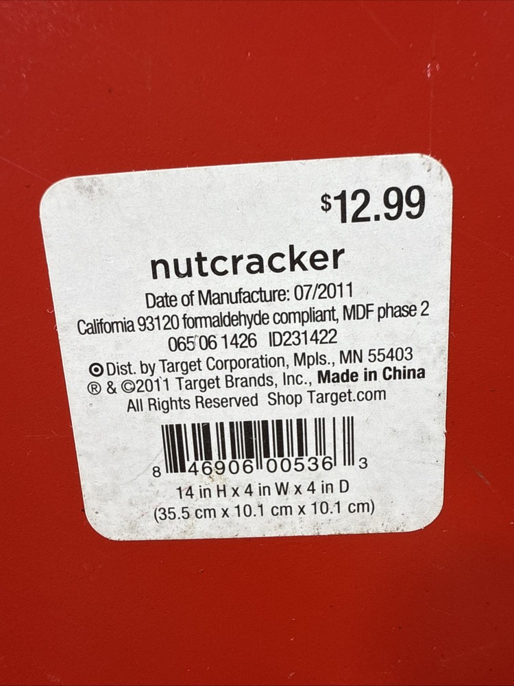 Target Christmas Nutcracker Collectible Nutcracker 14" Tall, 2011