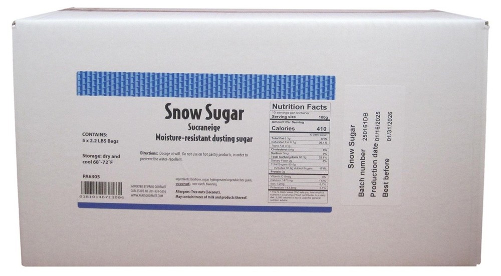 Pastry 1 Snow Sugar - 11 Lbs