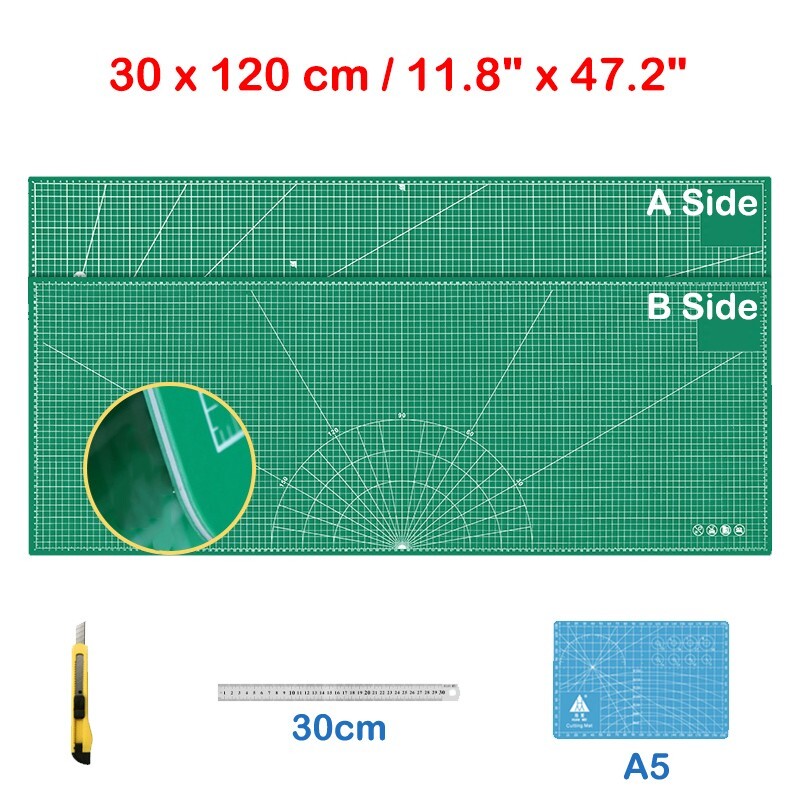 Double-Sided Cutting Mat Self Healing Printed Grid Lines Angles Non Slip Board