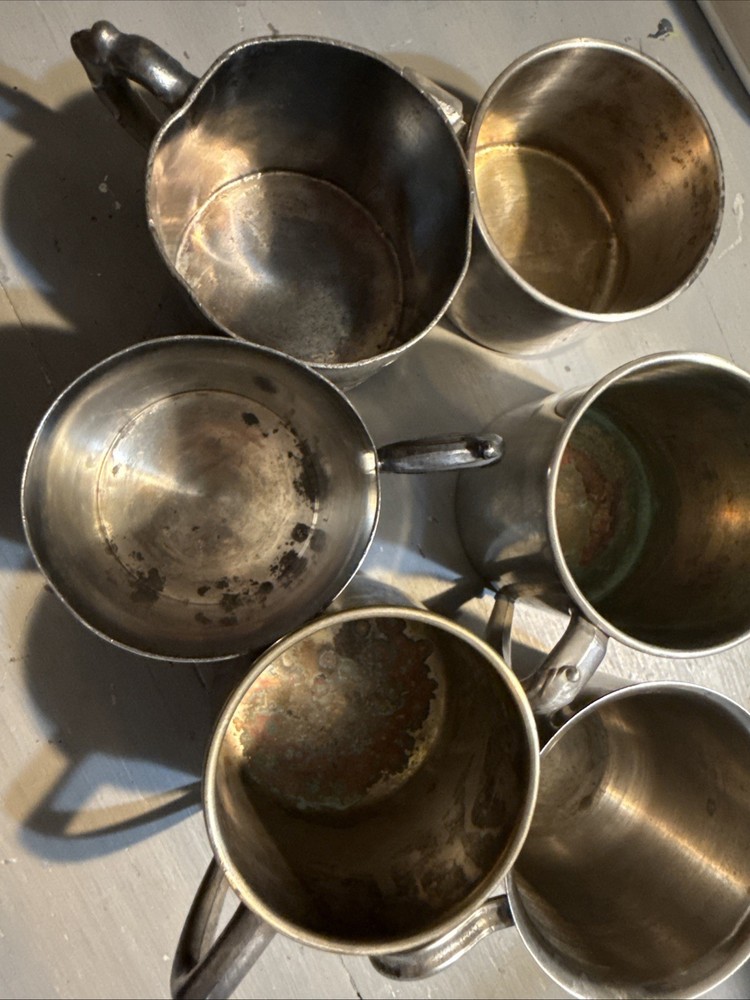 6 Silver Plated Baby Cups As Is