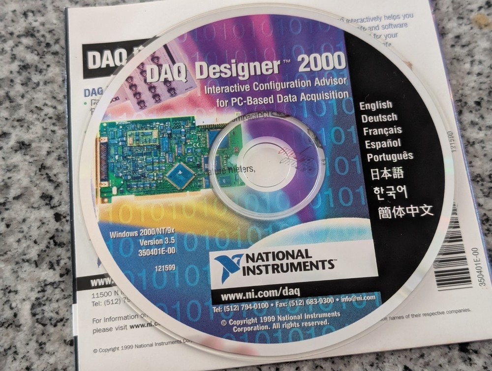 National Instruments DAQ Designer 2000 CD v3.5 w/ Original Sleeve - Multilingual