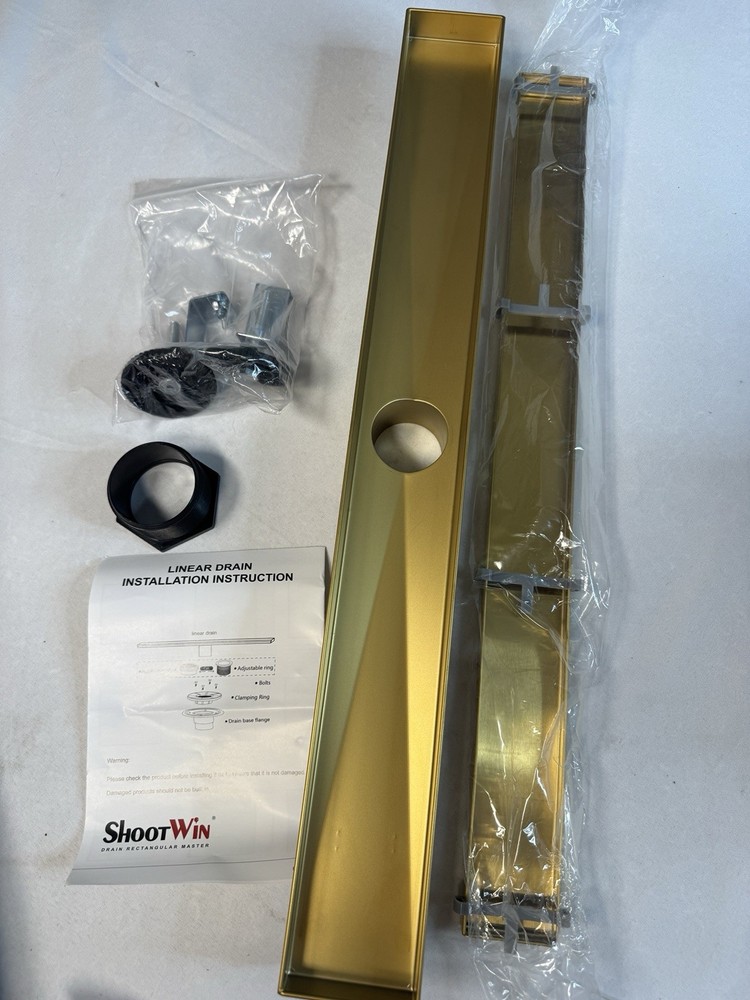 Shootwin 24inch linear shower / floor drain brushed gold