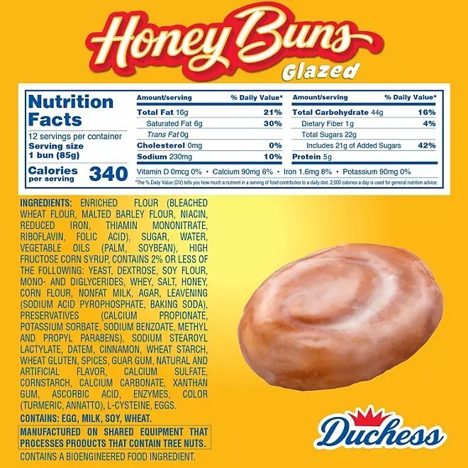 Duchess Honey Buns, 3 oz Each (12-Pack)