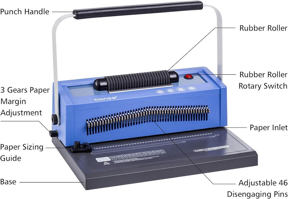 Spiral Coil Binding Machine, Manual Book Maker Punch Binder with Electric Coil I