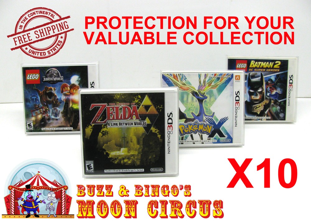 10x NINTENDO 3DS CIB GAME BOX - CLEAR PROTECTIVE BOX PROTECTOR SLEEVE CASE