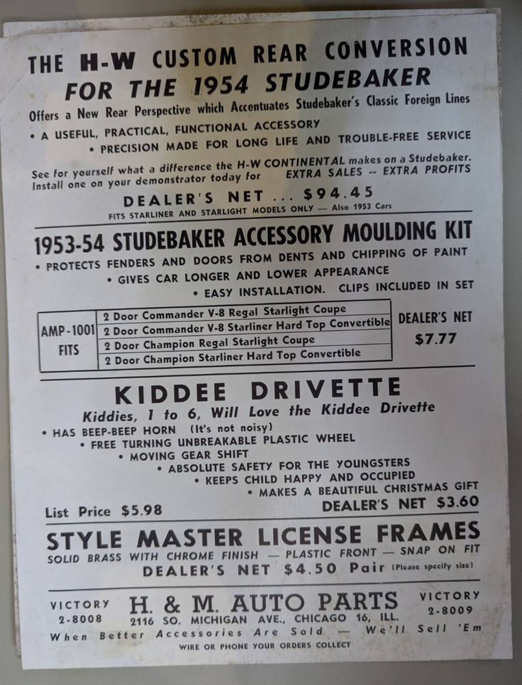 1954 Studebaker Accessory H & M Flyer