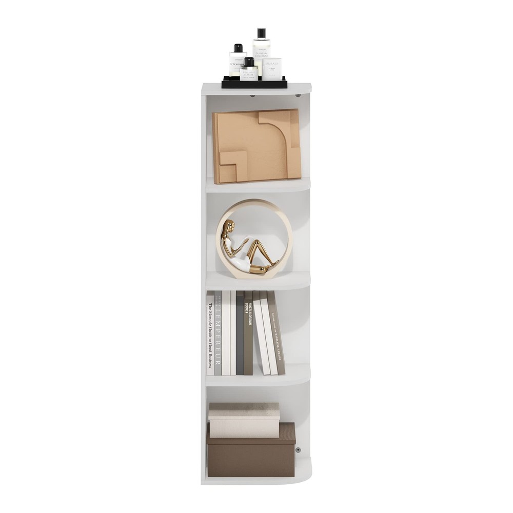 Maximize Corner Space - 4 Tier White Bookcase Shelf Unit