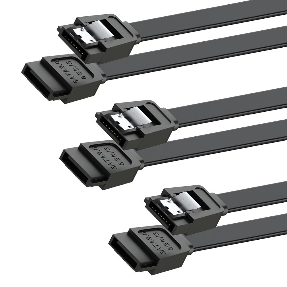 SATA Cable III for SSD HDD Data,3 PCS 6Gbps Straight Angle 15 Inch Sata Data Cab