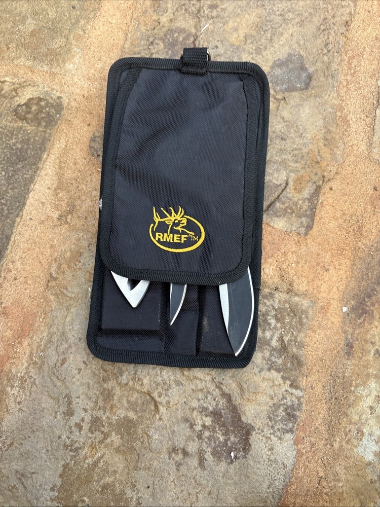 RMEF 3-Piece Game Processing Knife Set Boning Caping Gut Hook w/Case