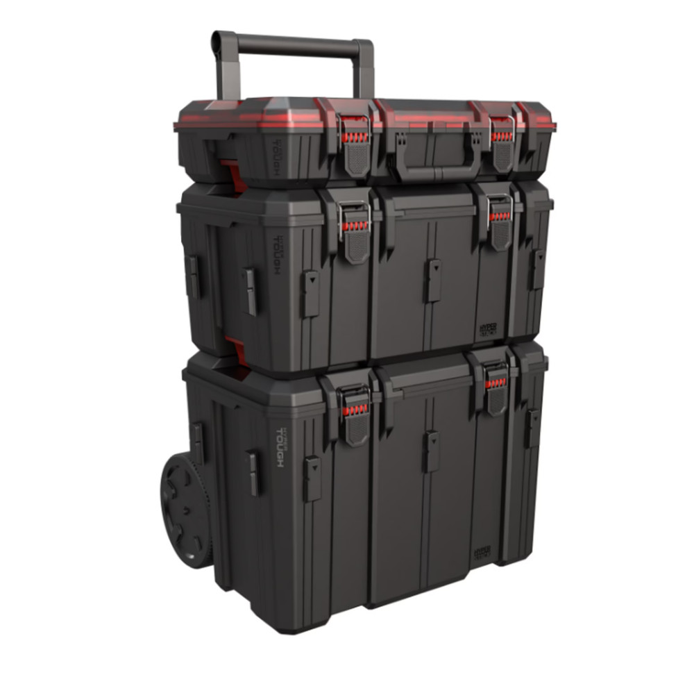 Hyper Tough Hyper Stack Heavy Duty 3 Piece Modular Rolling Toolbox System, Black