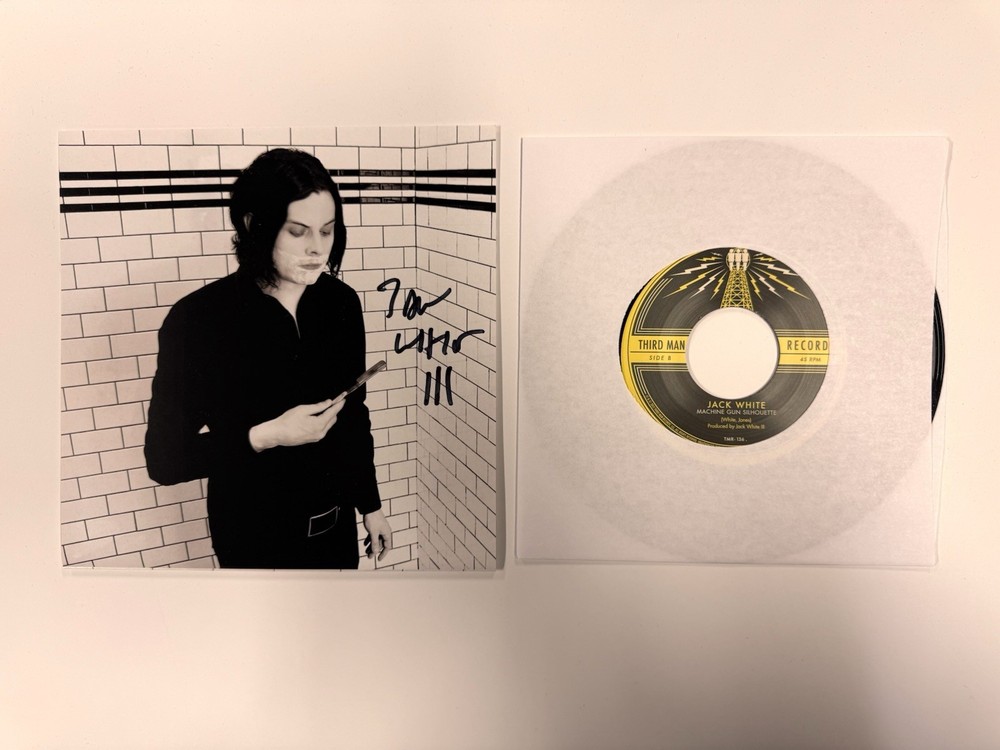 Jack White signed Love Interruption / Machine Gun Silhouette 7" lp JSA Letter