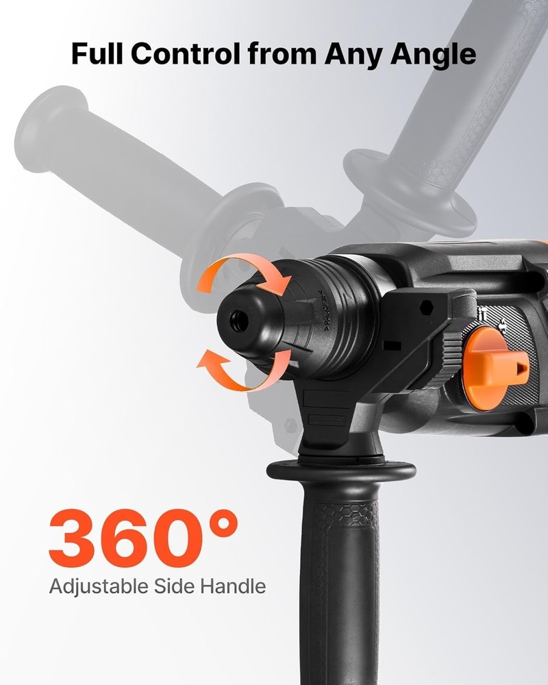 Versatile 1-1/8" Rotary Hammer Drill with Quick Change SDS-Plus & Carrying Case