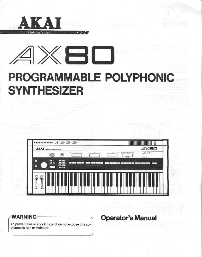 Akai AX80 Synthesizer Owners Instruction Manual