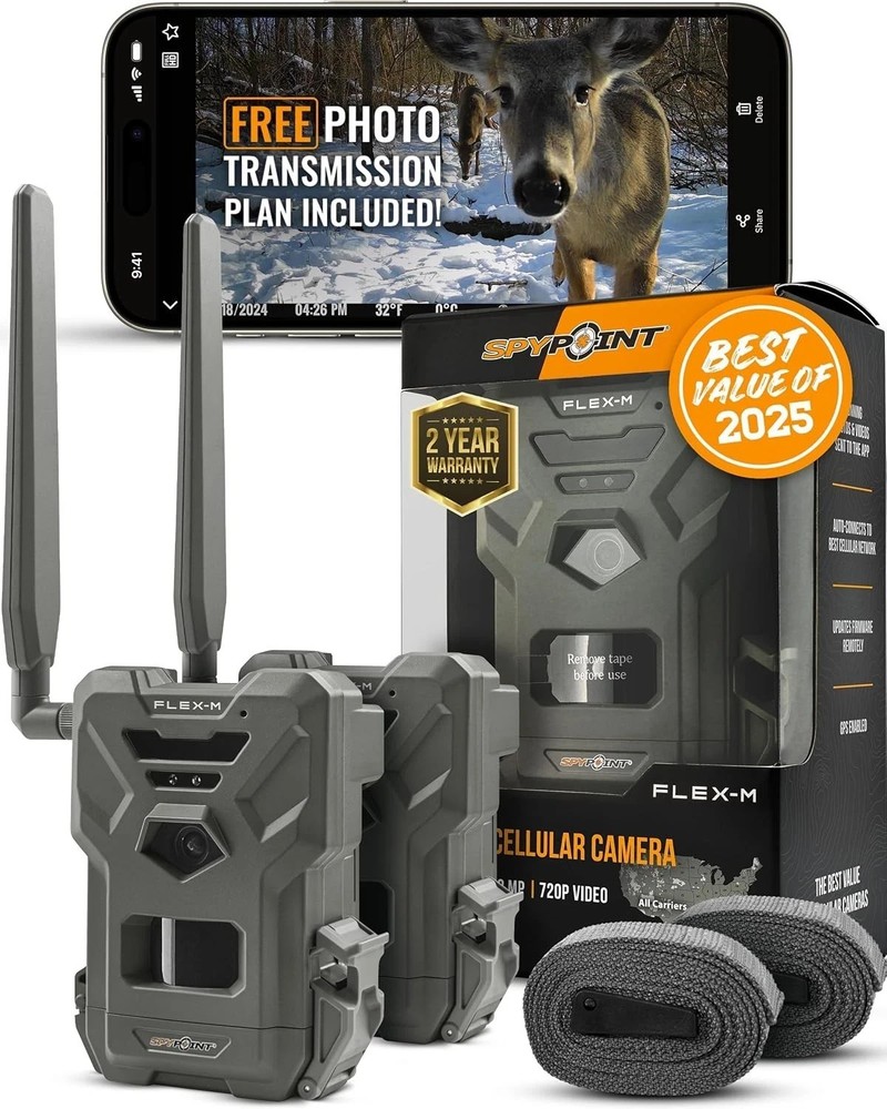 SPYPOINT Flex-m Twin Pack Cellular Trail Camera with GPS, Night Vision, Dual-Sim