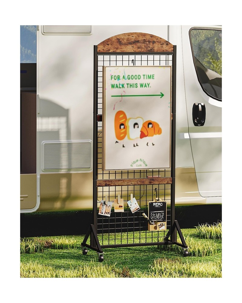 Grid Wall Panel 5.7’ x 2’ FT Grid Display Rack, Movable Gridwall Dis