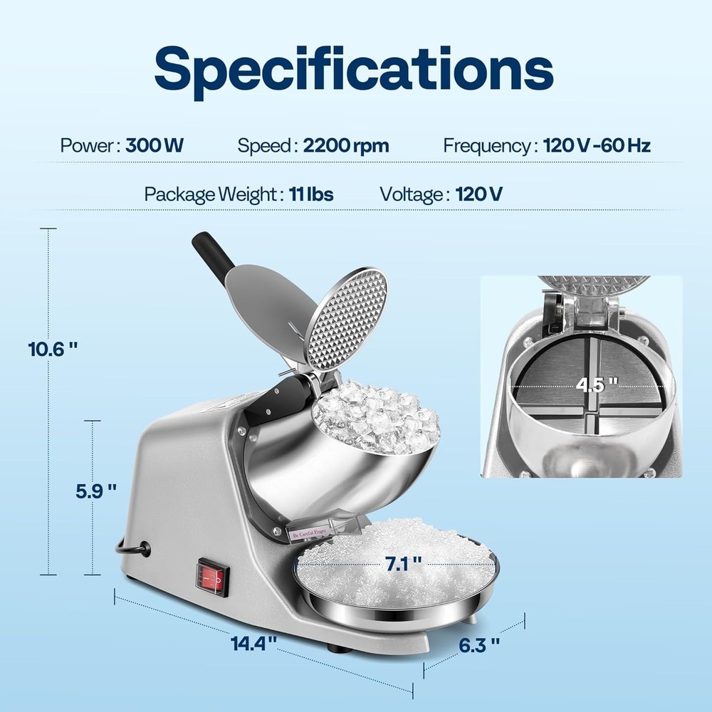 User-Friendly Electric Ice Crusher with Adjustable Texture - 4 Blades, 9.2 lbs