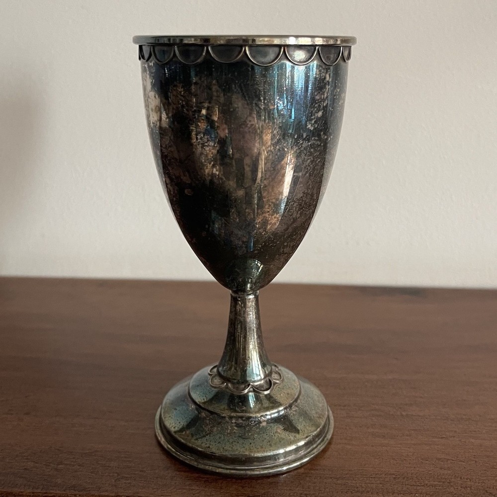 Vintage Silver Plate Kiddush Cup Judaica Israel