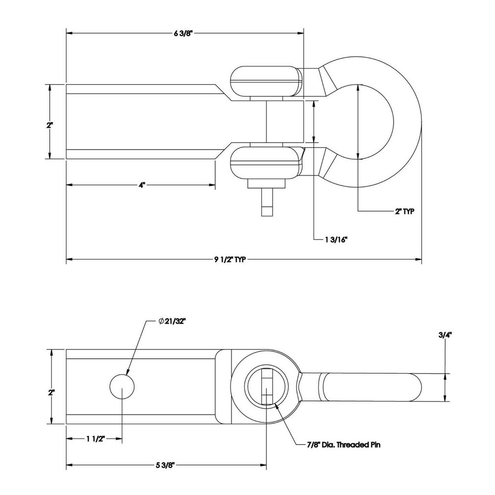 Enhanced Tow Strap Shackle Mount For 2" Receivers